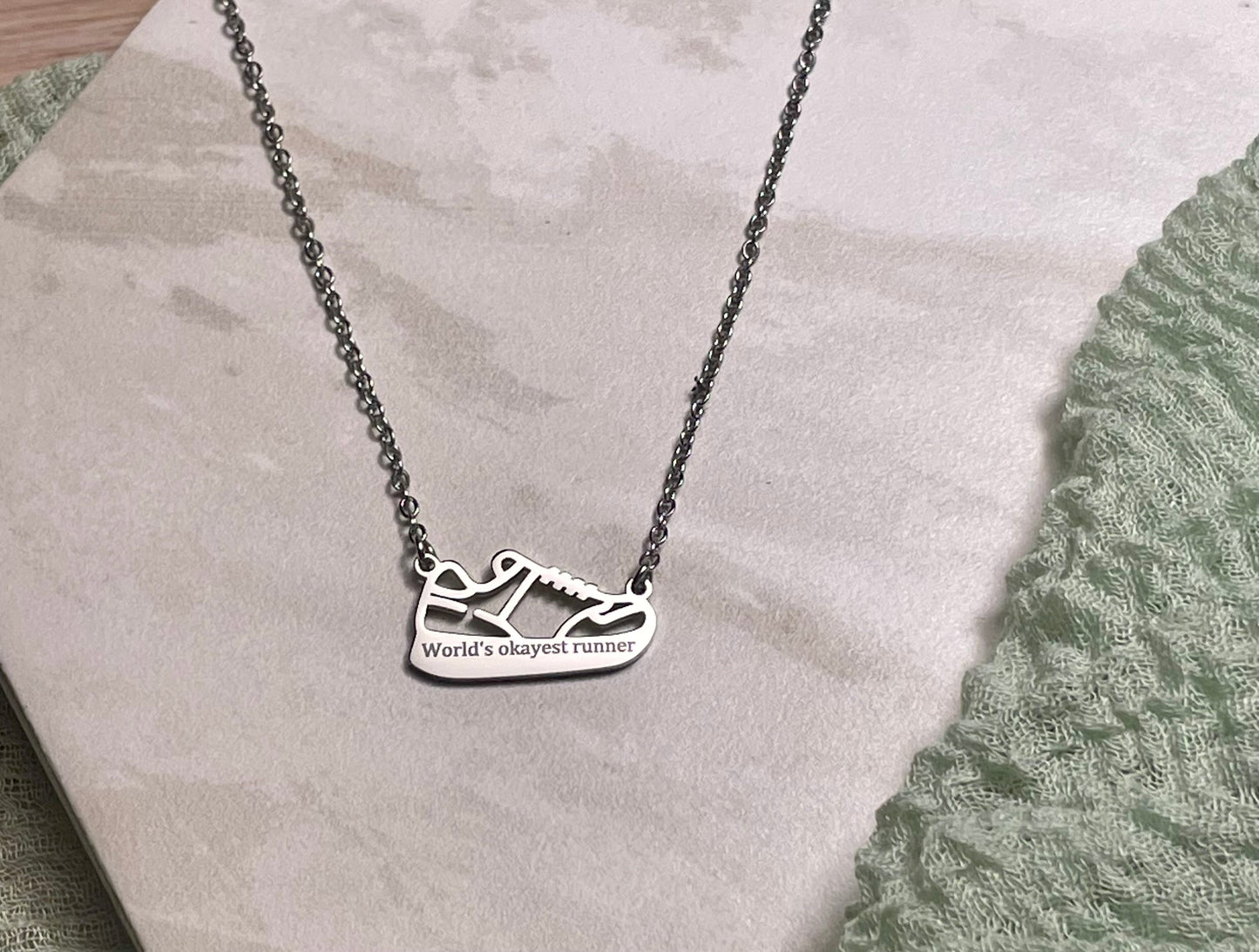 Engraved Running Shoe Necklace