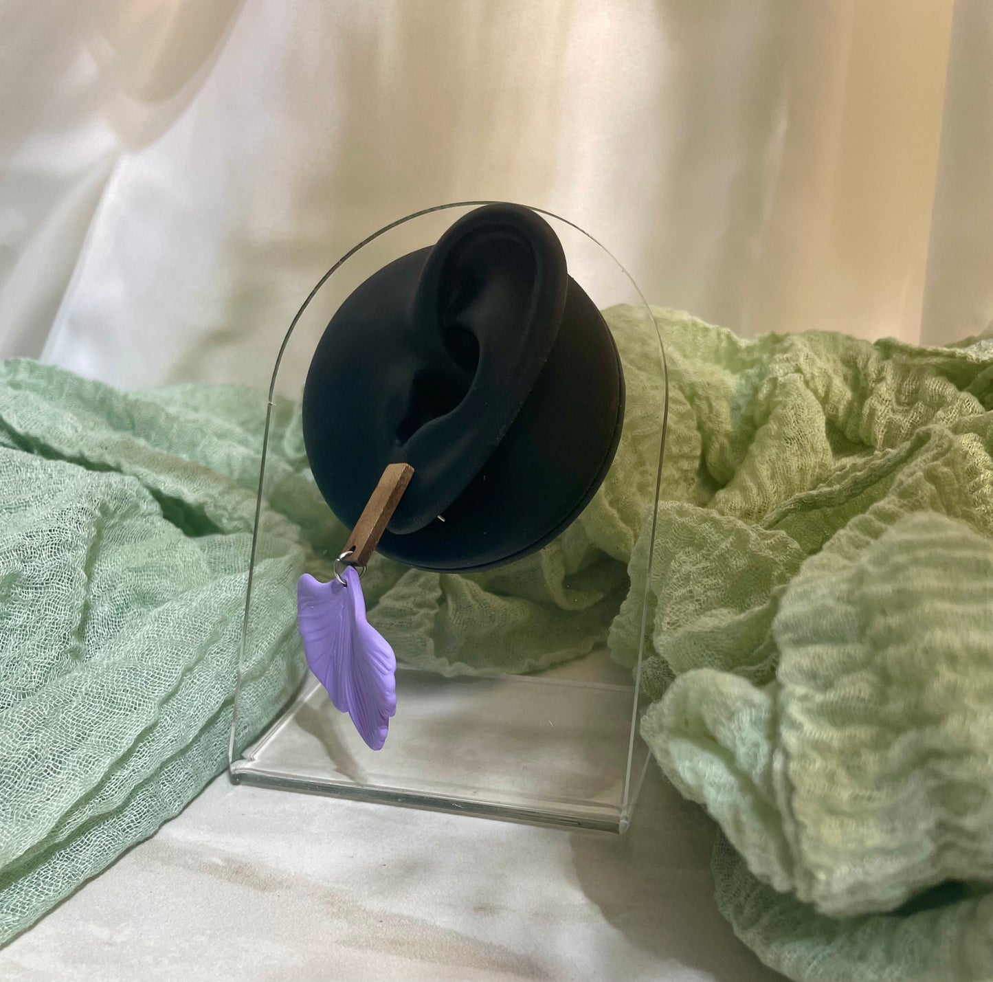 Purple Ginkgo Leaf on Rectangle Walnut Stud #JusticeforSativa