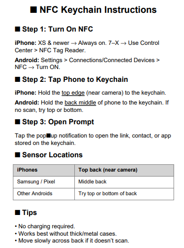 Tappable Insta IG NFC Keychain