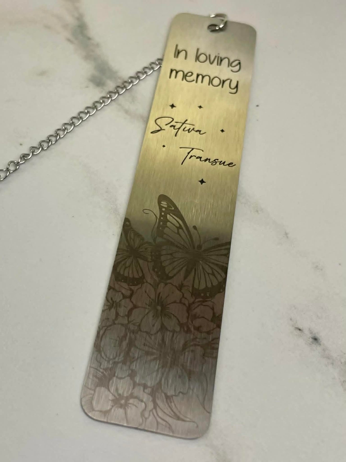 Engraved Metal Double Sided Bookmark Sativa #JusticeforSativa
