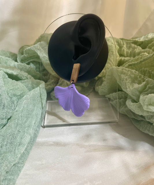 Purple Ginkgo Leaf on Rectangle Walnut Stud #JusticeforSativa