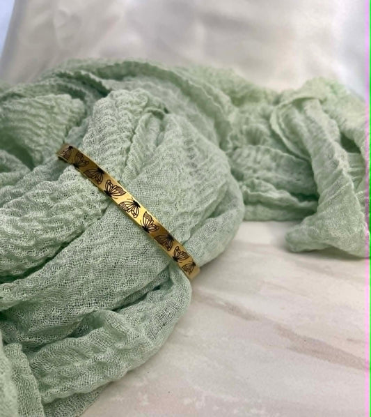 Engraved Butterflies Cuff Bracelet with Heart Cutouts Sativa #JusticeforSativa