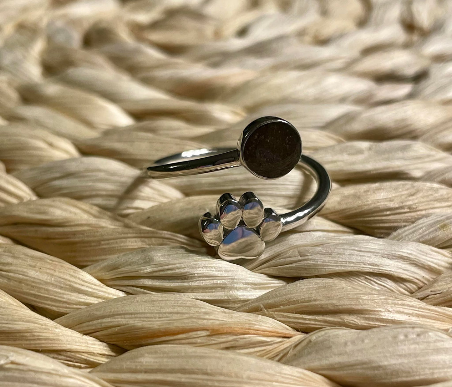 DNA Jewelry Pet Paw Print Cremation Ring Adjustable