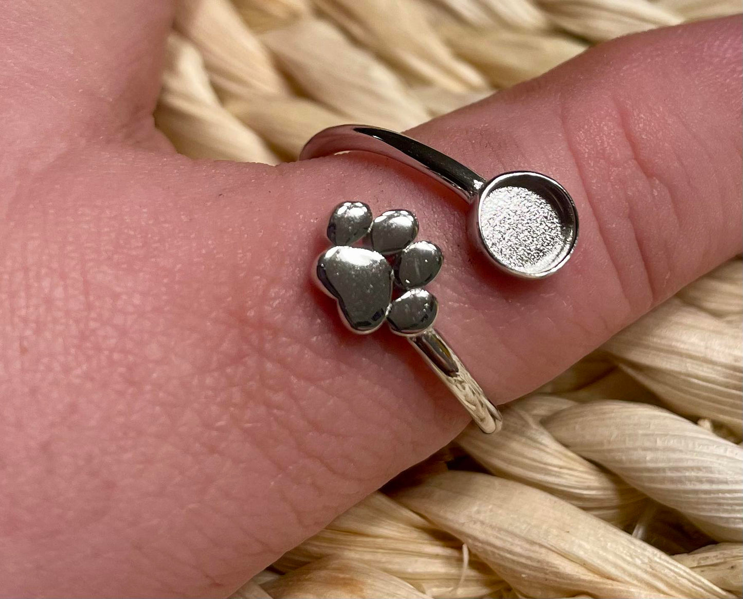 DNA Jewelry Pet Paw Print Cremation Ring Adjustable