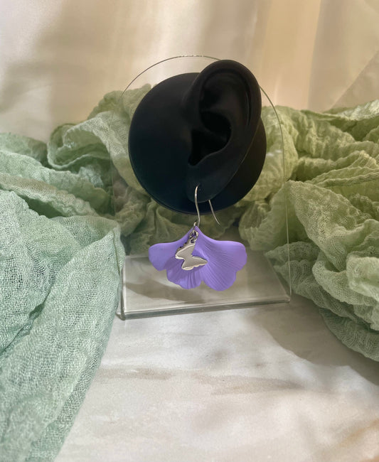 Purple Ginkgo Leaf with Butterfly Charm Earrings #JusticeforSativa