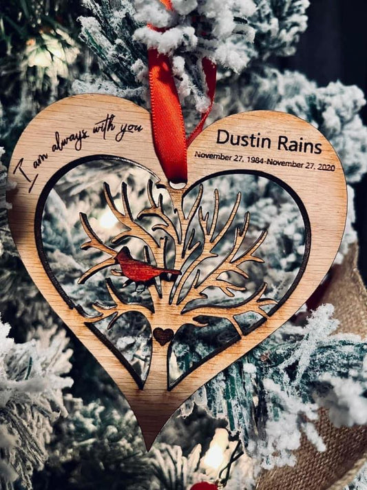 Memorial Cardinal in Tree Heart Shaped Ornament