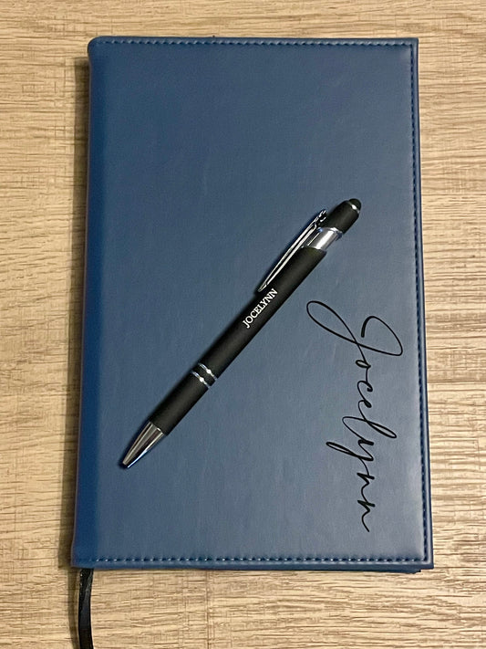 Personalized Name Engraved Notebook Journal with Pen