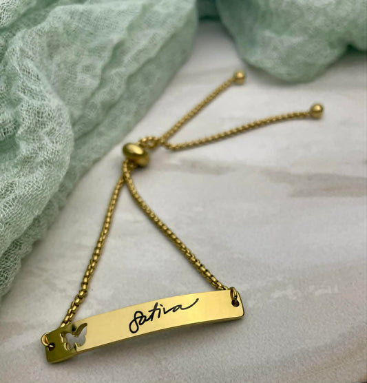 Engraved Horizontal Bar Butterfly Cutout Bolo Bracelet Sativa #JusticeforSativa