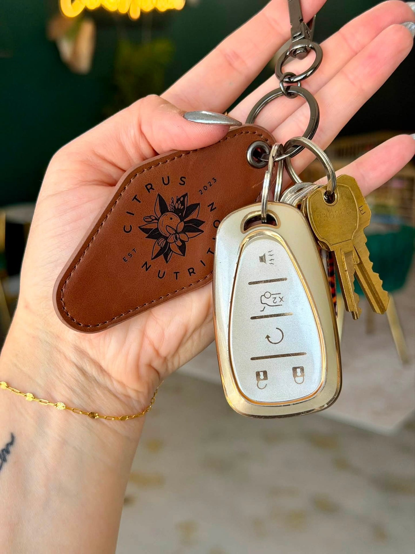 Personalized Engraved or UV Printed Motel Keychain