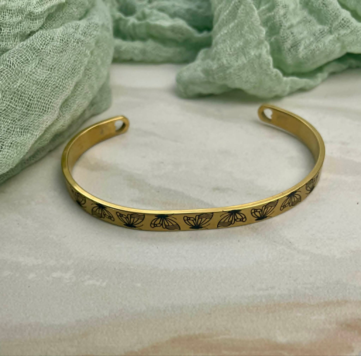 Engraved Butterflies Cuff Bracelet with Heart Cutouts Sativa #JusticeforSativa