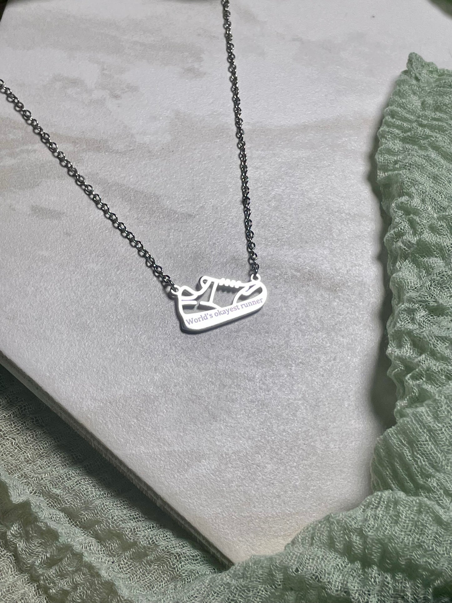 Engraved Running Shoe Necklace