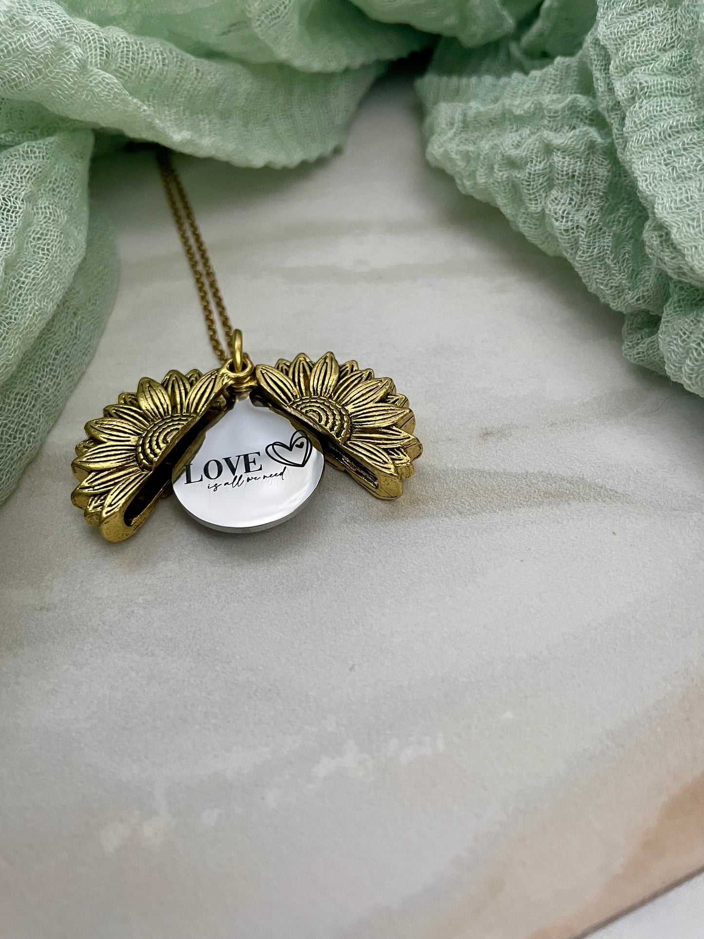 Love is all we need//Love should never hurt Sunflower Necklace #JusticeforSativa