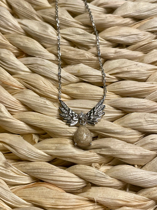 DNA Jewelry Angel Wings Halo Teardrop Necklace