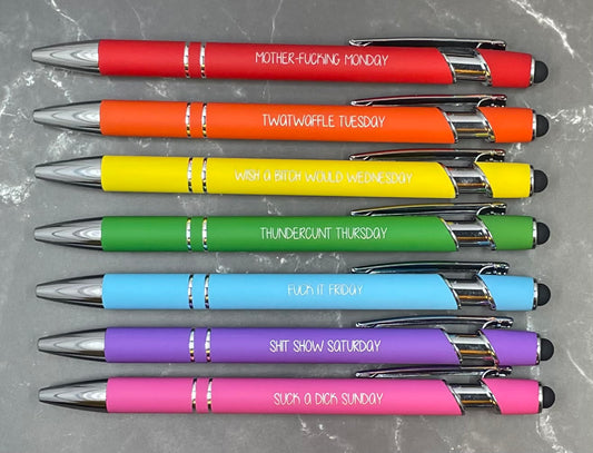 Cuss Word Days of the Week Stylus Pens