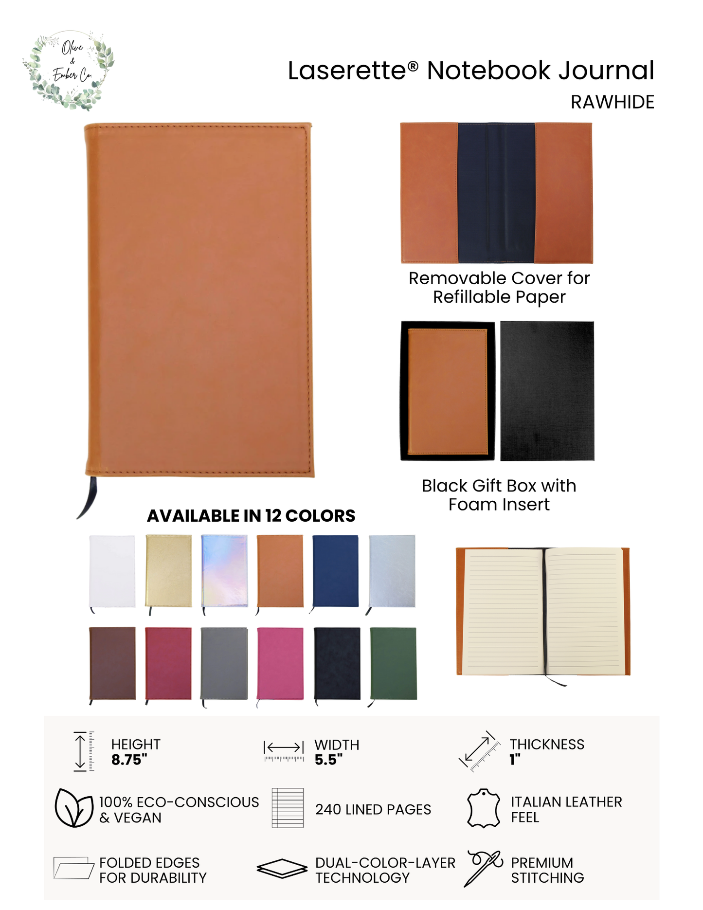Personalized Engraved or UV Printed Notebook Journal