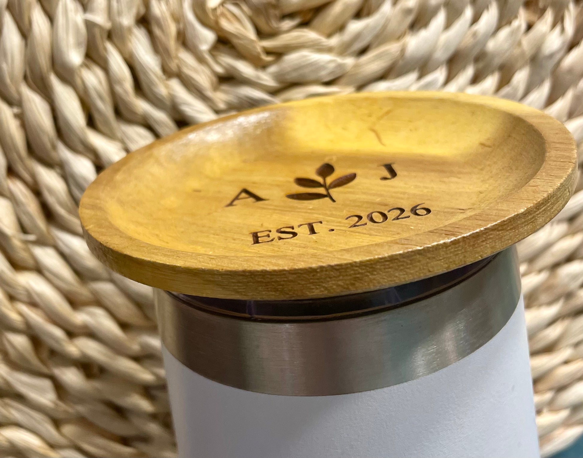 Engraved Wine Glass Topper Charcuterie Acacia - Olive and Ember Co.