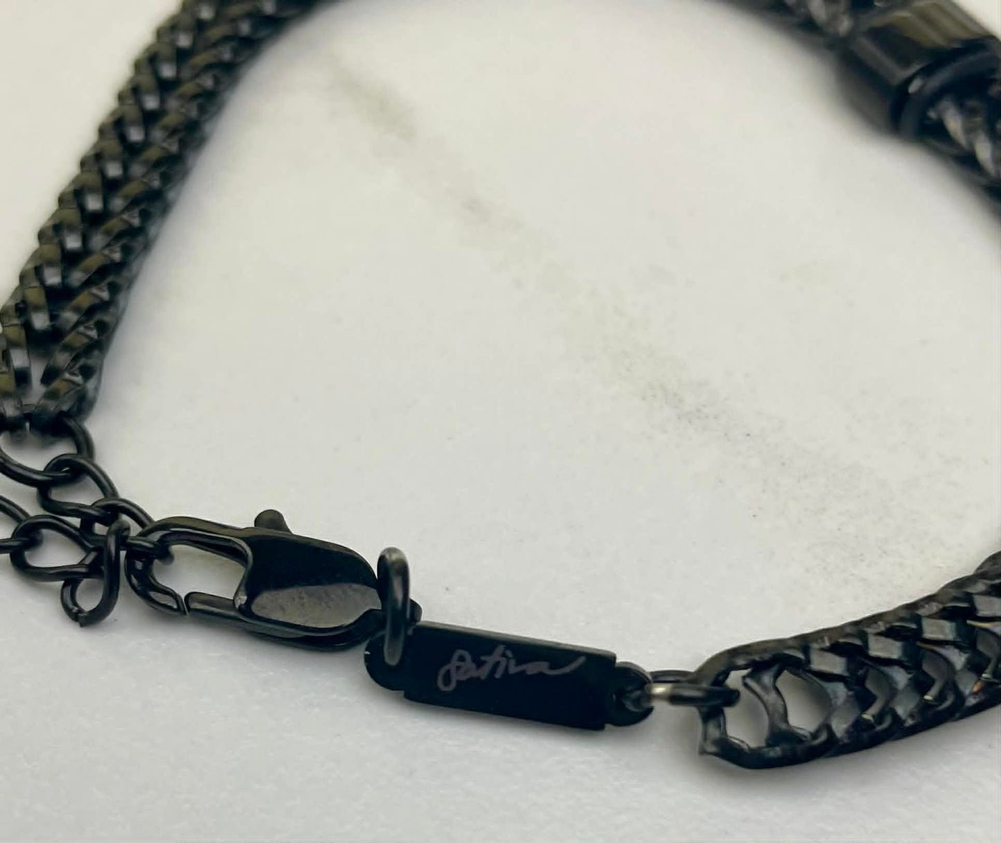 Engraved Black Braided Chain with Rectangle Charm Sativa #JusticeforSativa