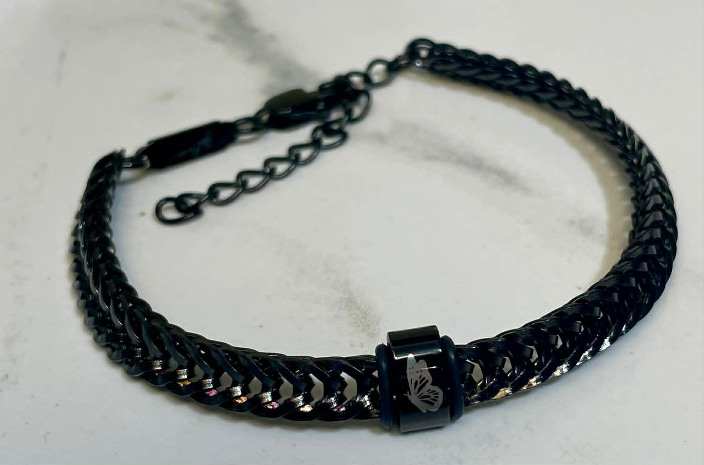 Engraved Black Braided Chain with Rectangle Charm Sativa #JusticeforSativa