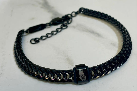 Engraved Black Braided Chain with Rectangle Charm Sativa #JusticeforSativa
